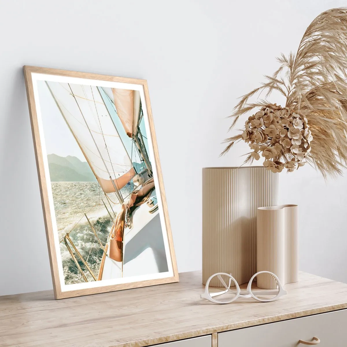 Plakát v rámu světlý dub - Pod plnými plachtami - 50x70 cm