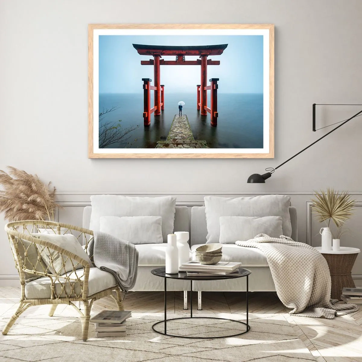 Plakát v rámu světlý dub - Japonské zamyšlení - 40x30 cm