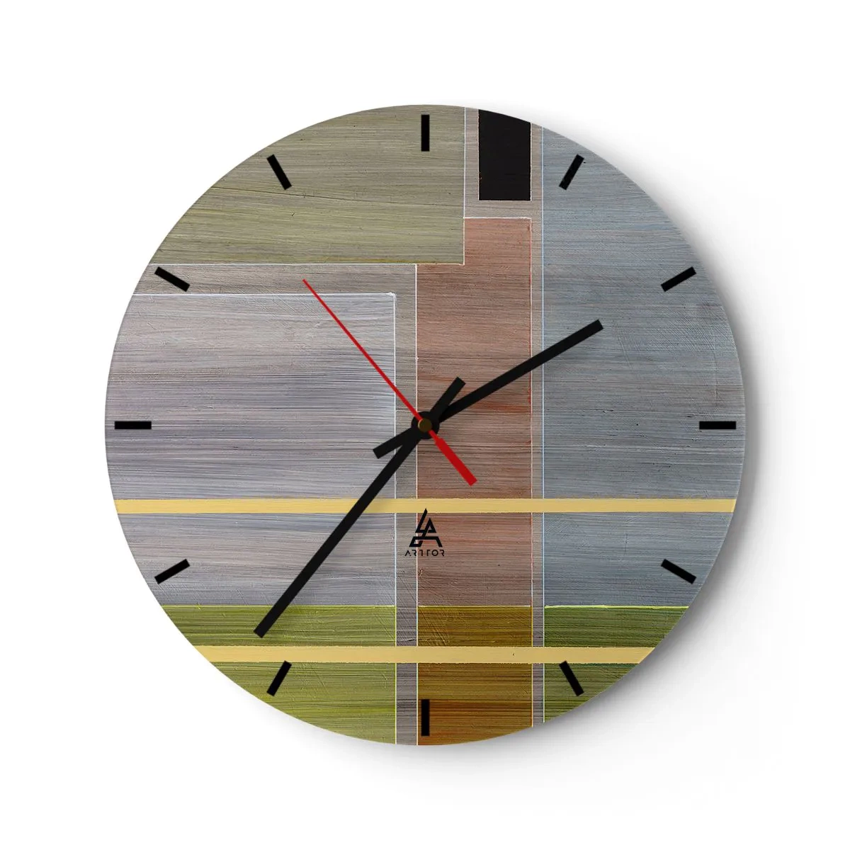 Nástěnné hodiny - Barevné obdélníky v horizontálním a vertikálním uspořádání - 30x30cm - Jednoduše a v klidu - Moderní nástěnná dekorace do obývacího pokoje, kuchyně a ložnice ARTTOR