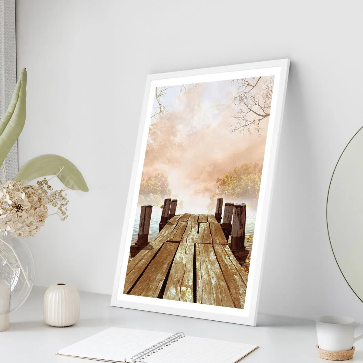 Plakát v bílém rámu - Jemný smutek podzimu - 30x40 cm