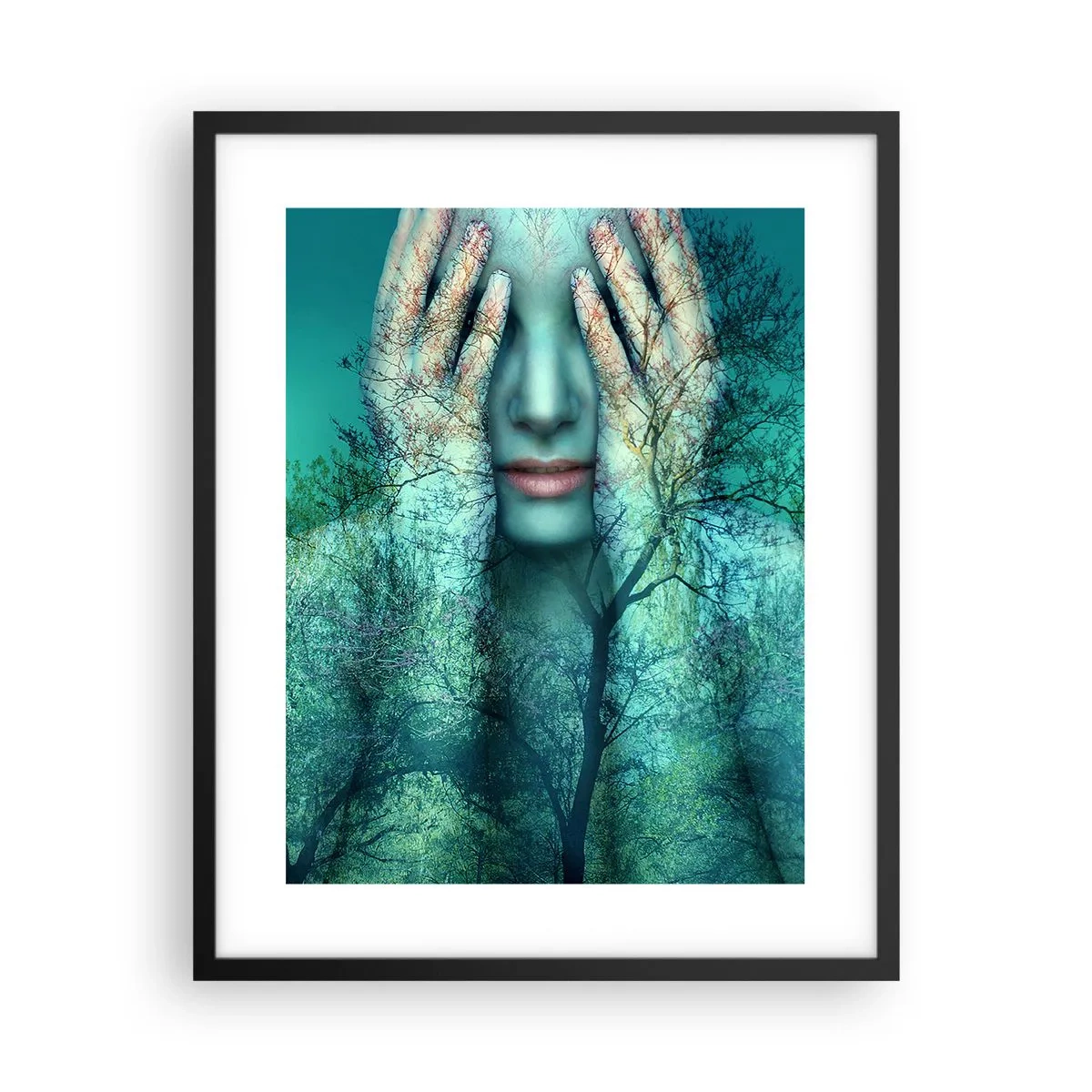 Plakát v černém rámu - Ponořená do modré - 40x50 cm