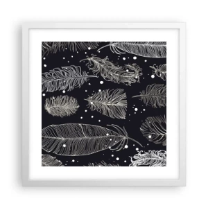 Plakát v bílém rámu - Krajka s peřím - 40x40 cm