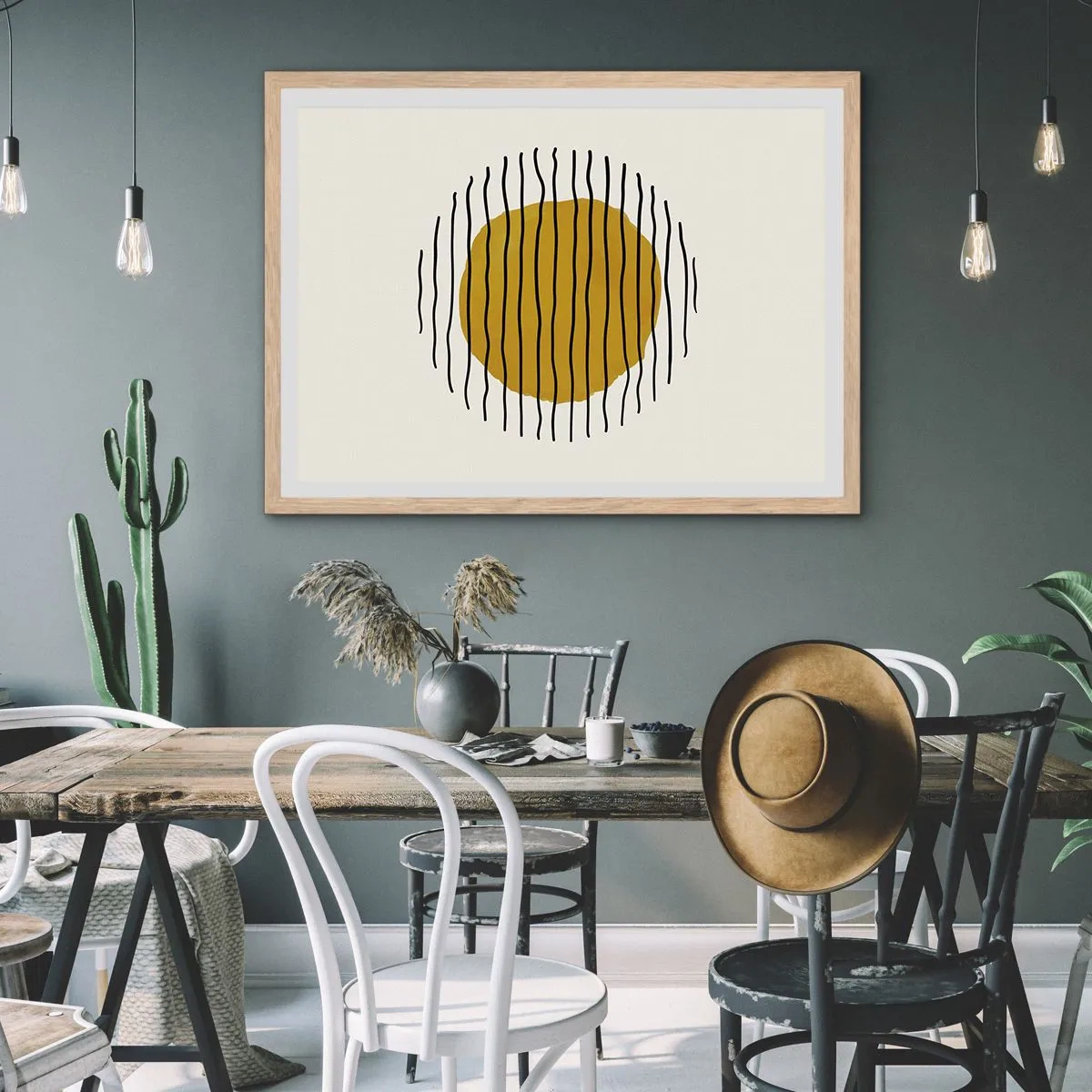 Plakát v rámu světlý dub - Abstrakce chvějící se žárem - 91x61 cm