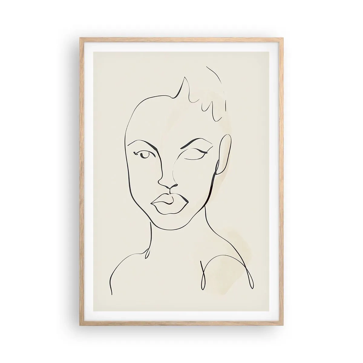 Plakát v rámu světlý dub - Obrys smyslnosti - 70x100 cm
