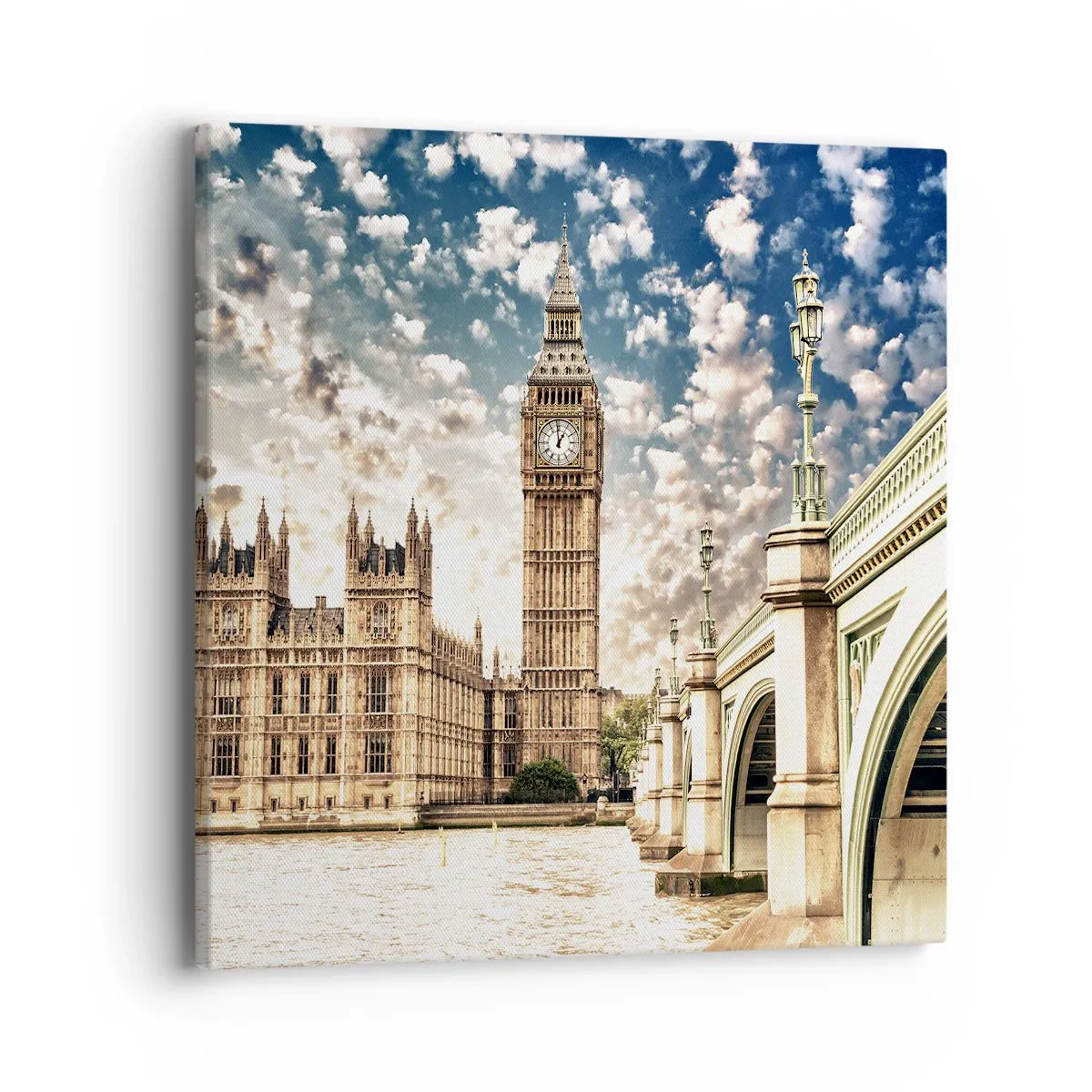 Obraz na plátně - Peřové oblaky nad Temží - 40x40 cm