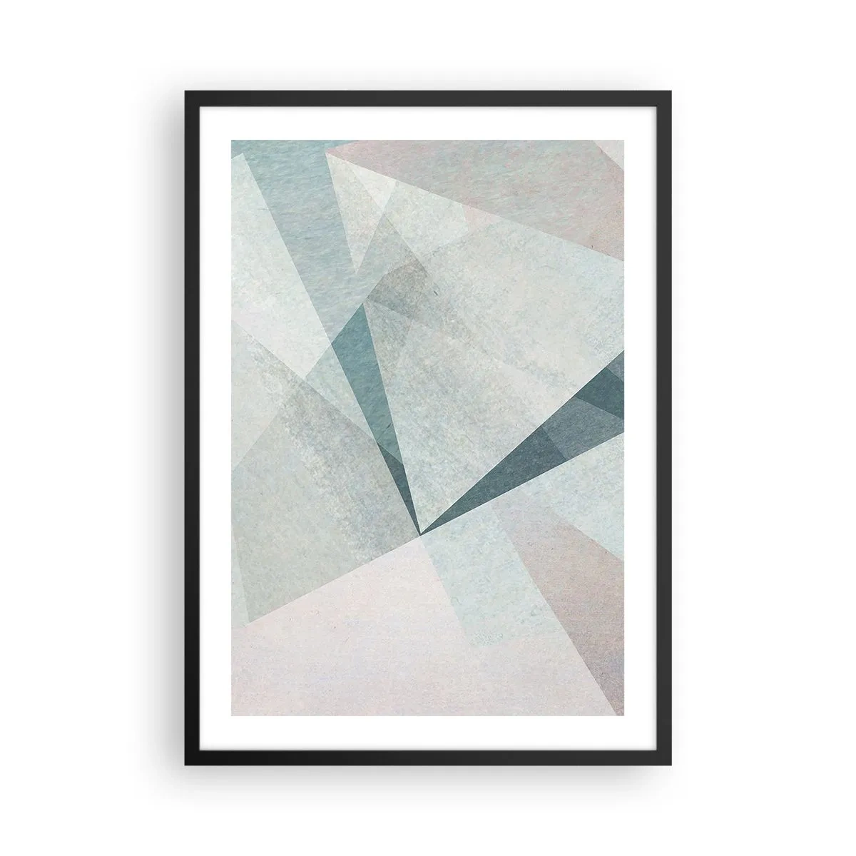 Plakát v černém rámu - Geometrické tvary v pastelových odstínech - 50x70cm - V klidu, ale dynamicky - Moderní nástěnná dekorace do obývacího pokoje a ložnice ARTTOR