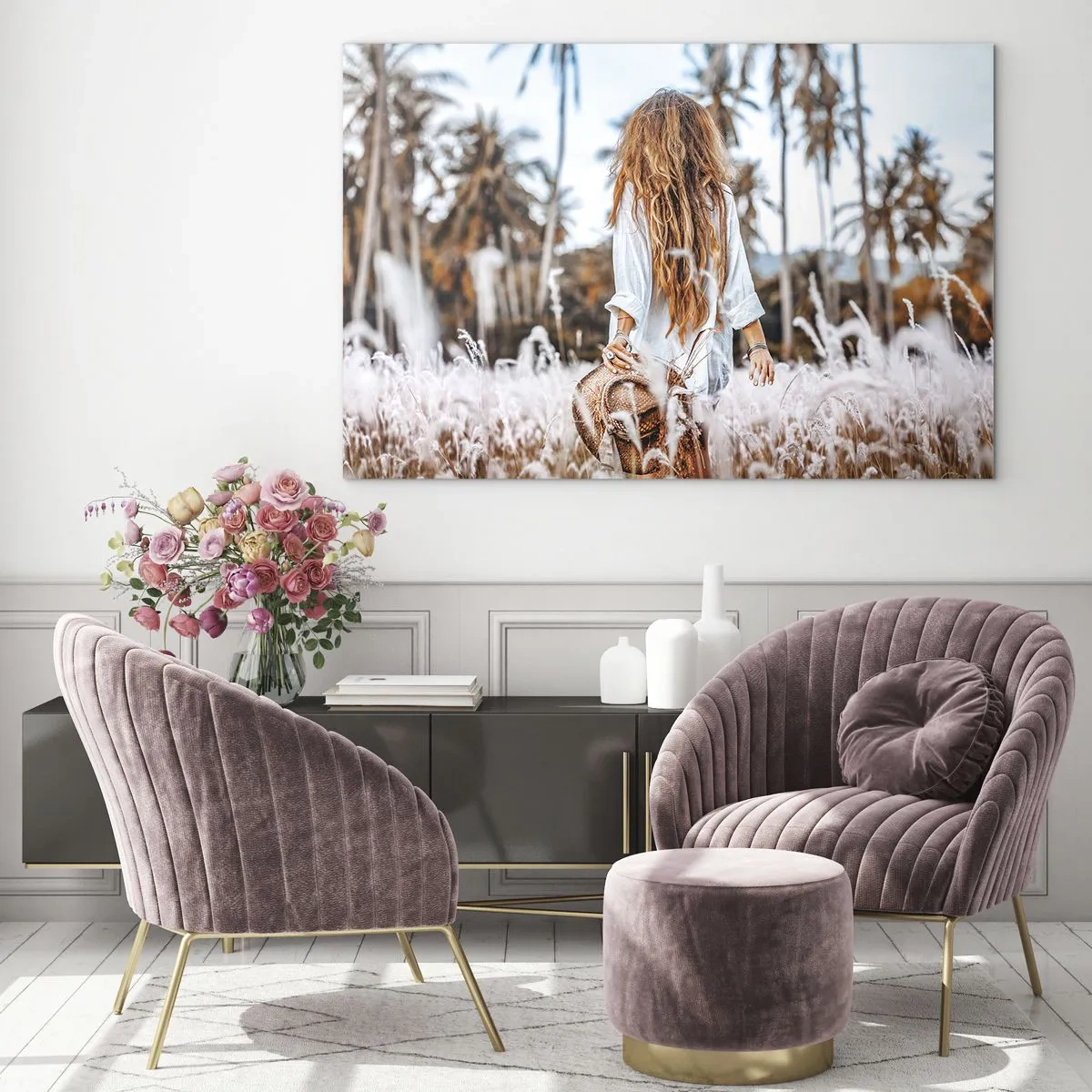 Obraz na skle - Zrozená z travní chmýří - 120x80 cm