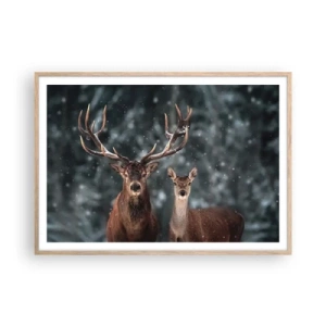 Plakát v rámu světlý dub - Pán lesa se svou ženou - 100x70 cm