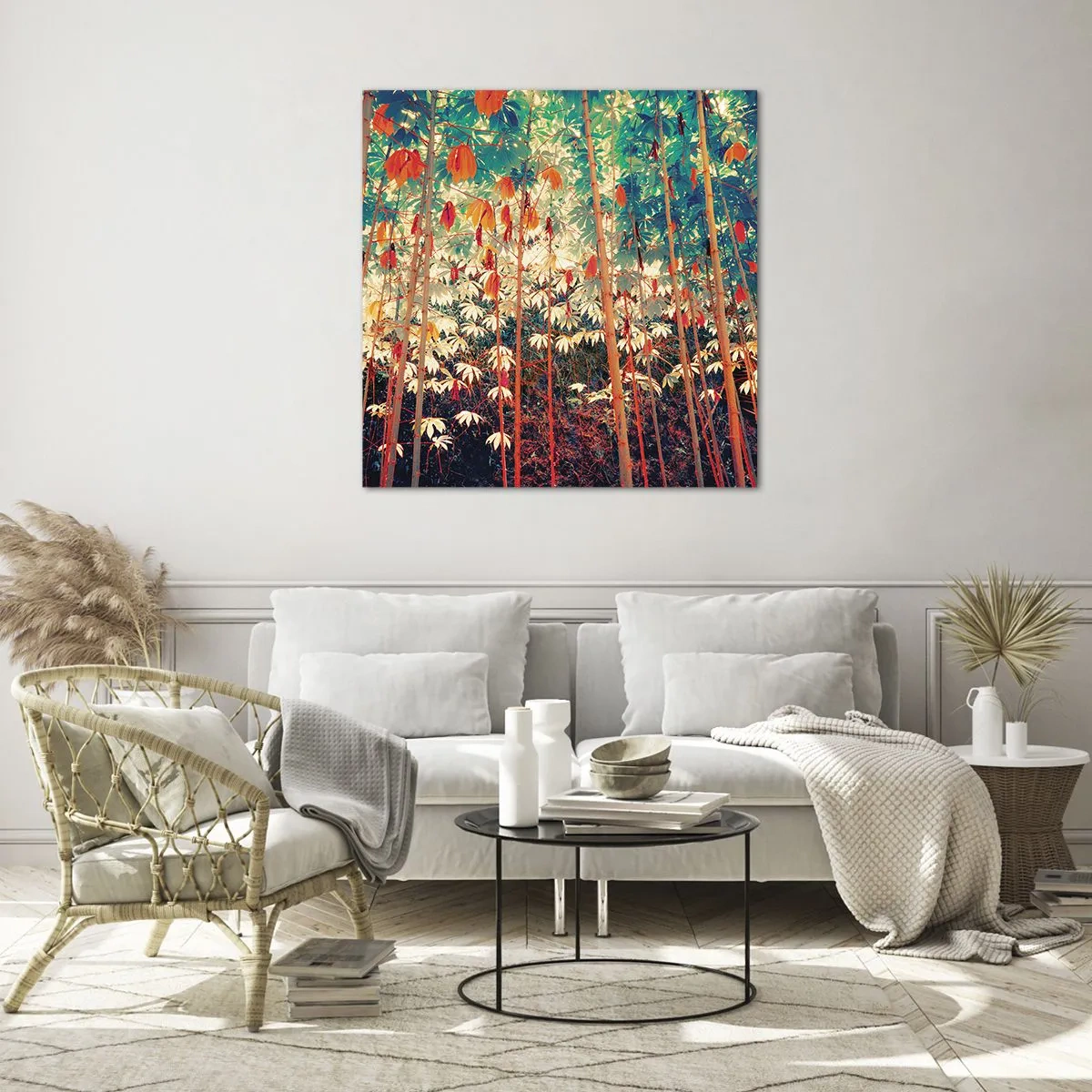 Obraz na skle - Tajný život listů - 70x70 cm