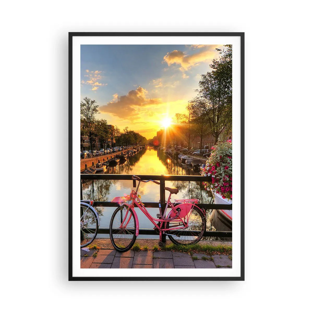 Plakát v černém rámu - Jarní ráno v Amsterdamu - 70x100 cm