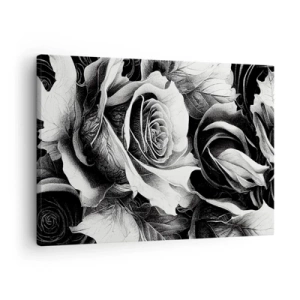 Obraz na plátně - Černé a bílé růže v elegantní kompozici - 70x50cm - Vždy královnou - Moderní nástěnná dekorace do obývacího pokoje a ložnice ARTTOR