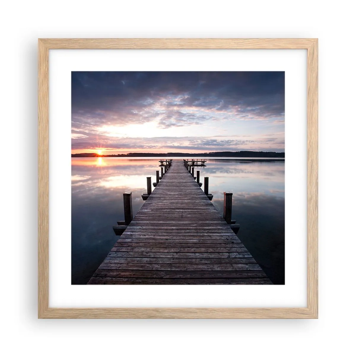 Plakát v rámu světlý dub - Tichá hranice mezi dnem a nocí - 40x40 cm