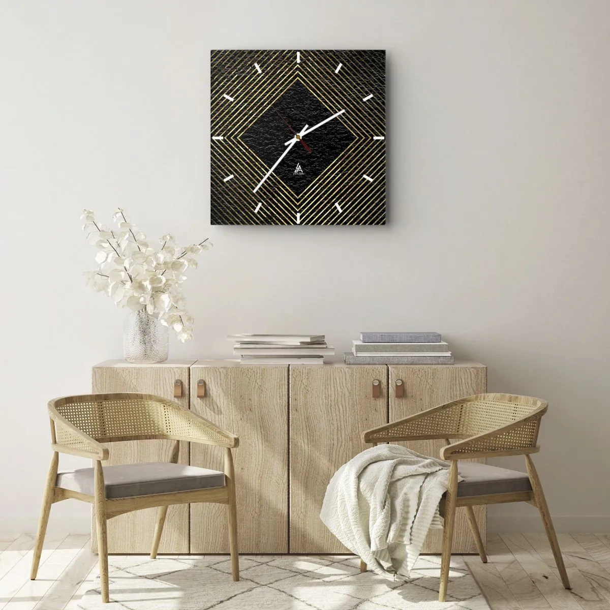 Nástěnné hodiny - Geometrie ve stylu glamour - 40x40 cm