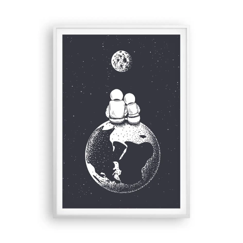 Plakát v bílém rámu - Vesmírná love story - 70x100 cm