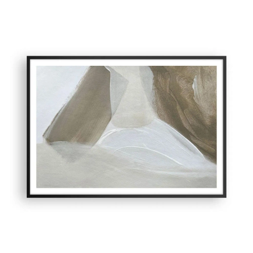 Plakát v černém rámu - Vlna bílé - 100x70 cm