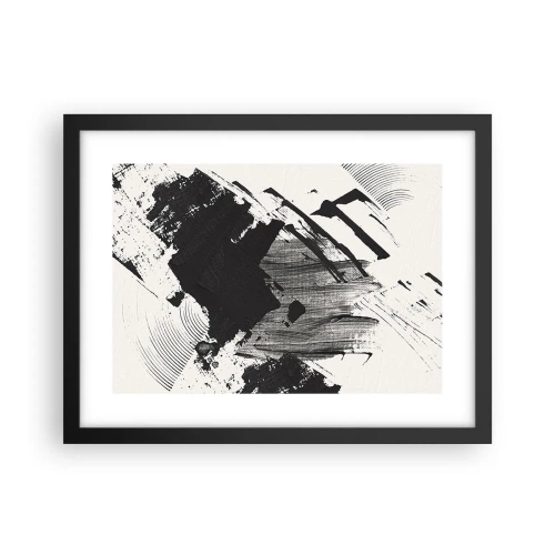 Plakát v černém rámu - Abstrakce – exprese černé - 40x30 cm