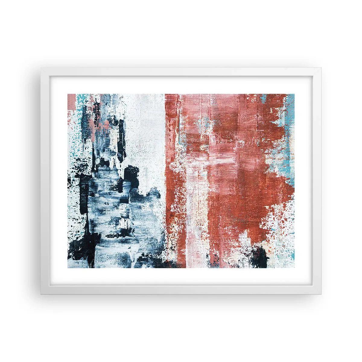 Plakát v bílém rámu - Abstraktní půl na půl - 50x40 cm