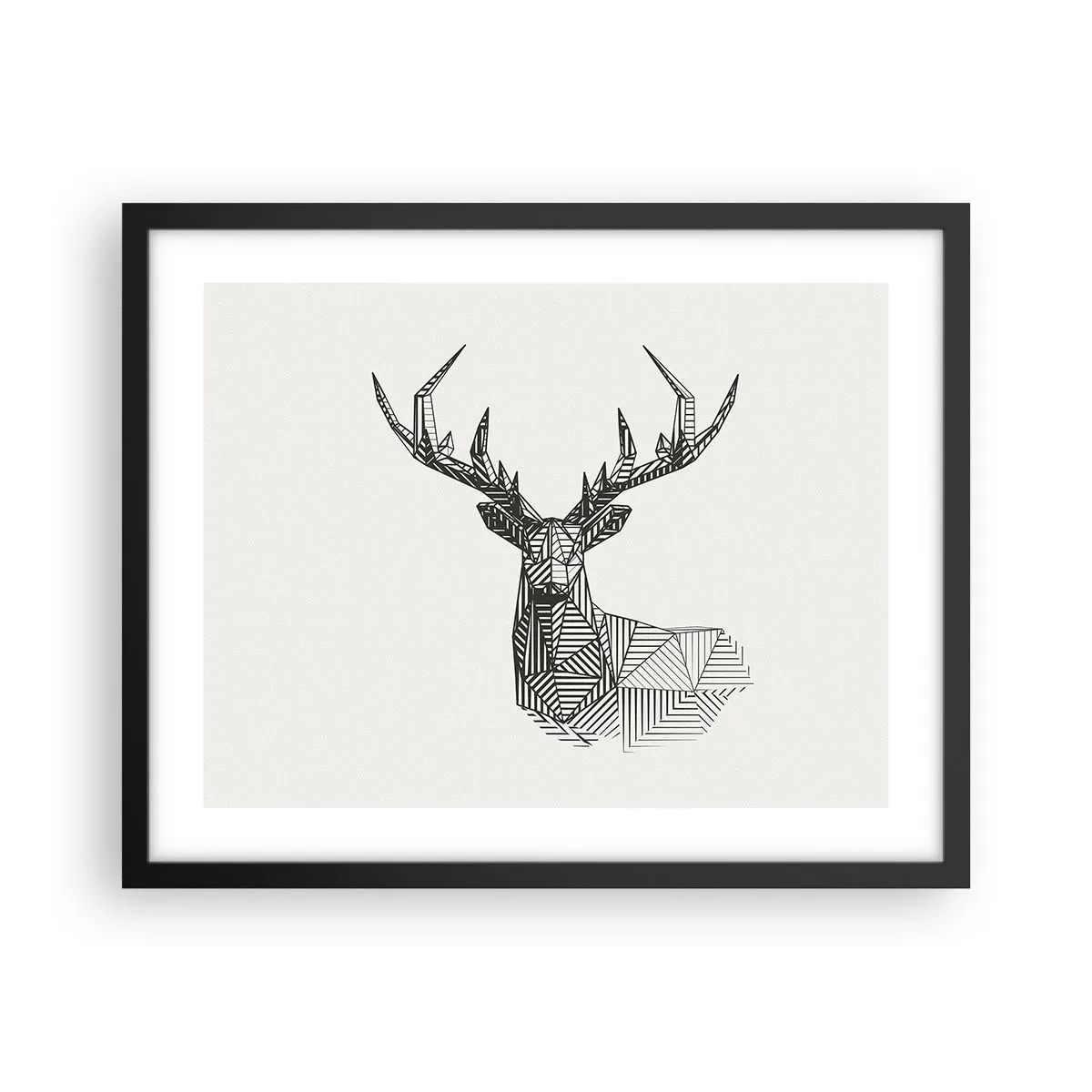 Plakát v černém rámu - Jelen v kubistickém stylu - 50x40 cm