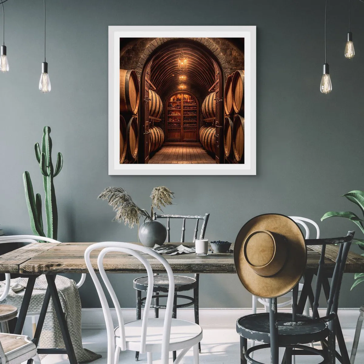 Plakát v bílém rámu - Nádherný sklep - 50x50 cm