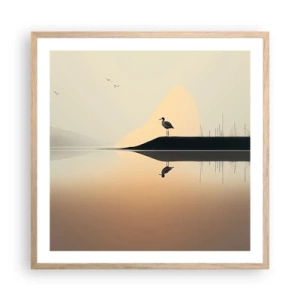 Plakát v rámu světlý dub - Pán na jezeře - 60x60 cm