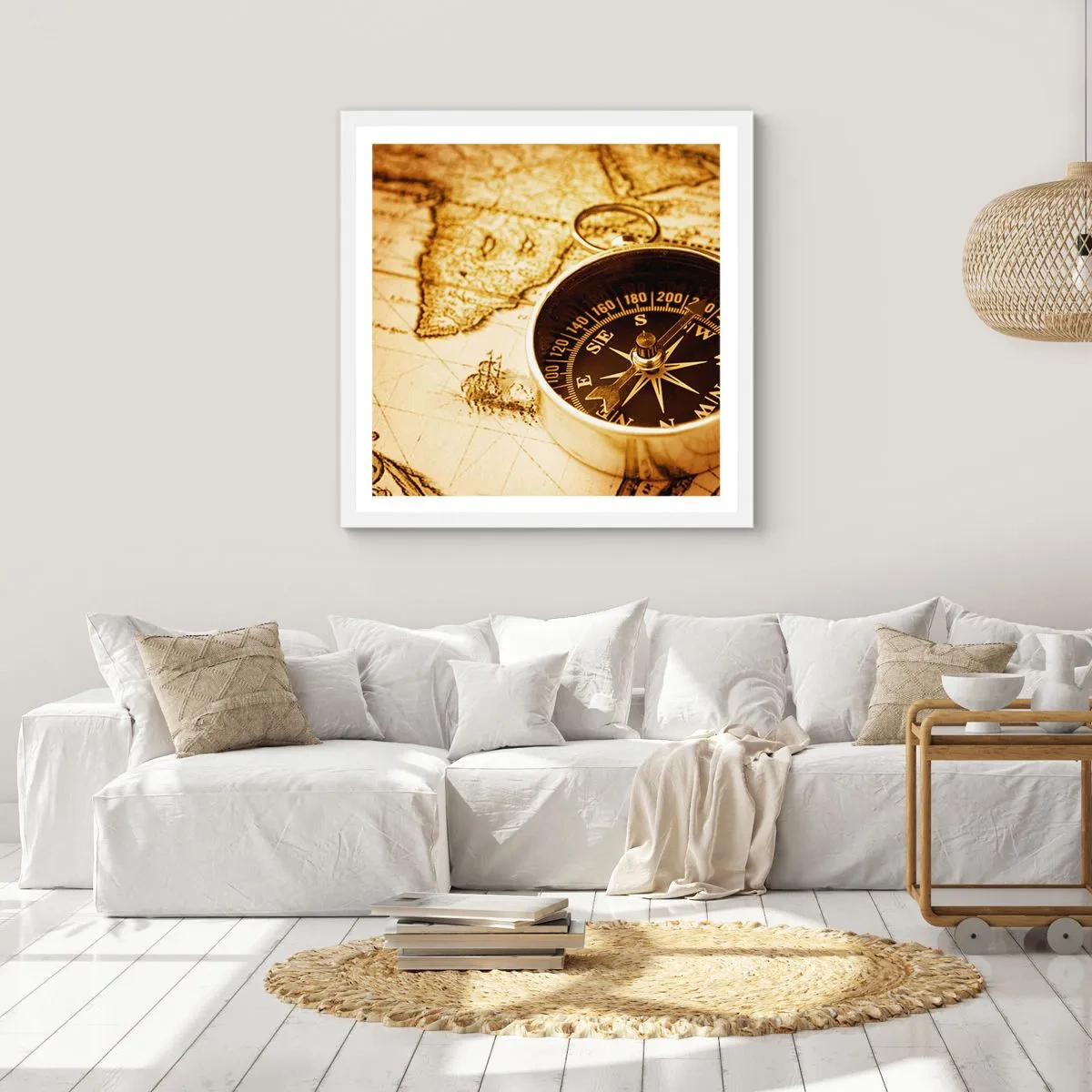 Plakát v bílém rámu - Na východ nebo na západ? - 50x50 cm