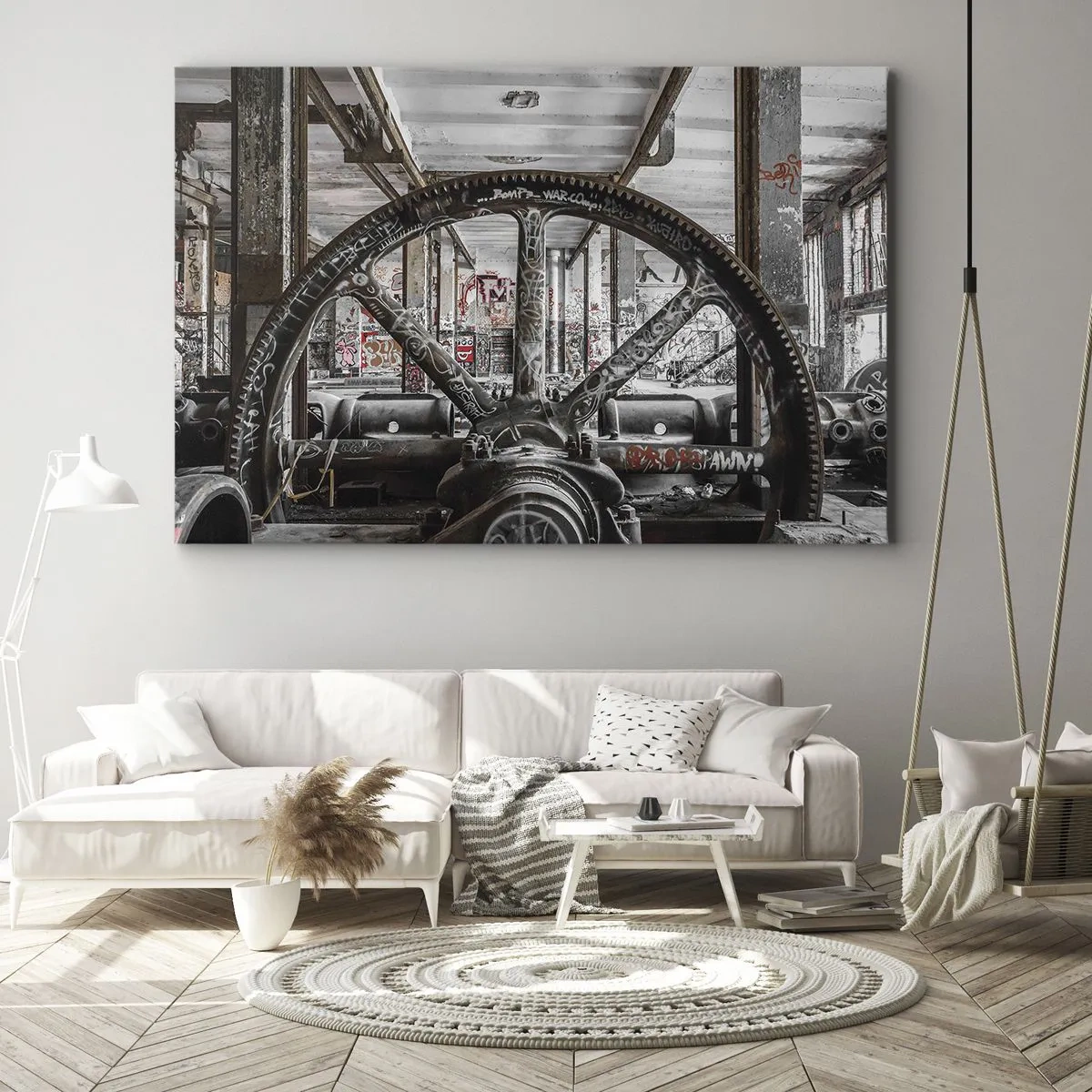 Obraz na plátně - Starý mechanismus v opuštěném průmyslovém interiéru - 70x50cm - Tajný život továrny - Moderní nástěnná dekorace do obývacího pokoje a ložnice ARTTOR