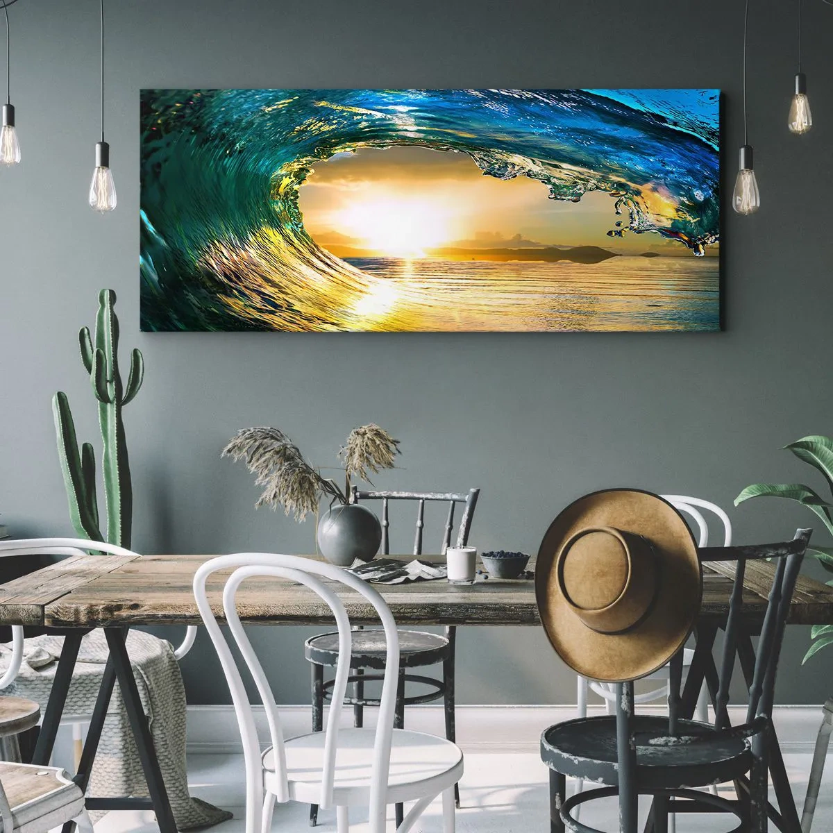 Obraz na plátně - Ve smaragdově-zlatém křišťálu - 100x40 cm