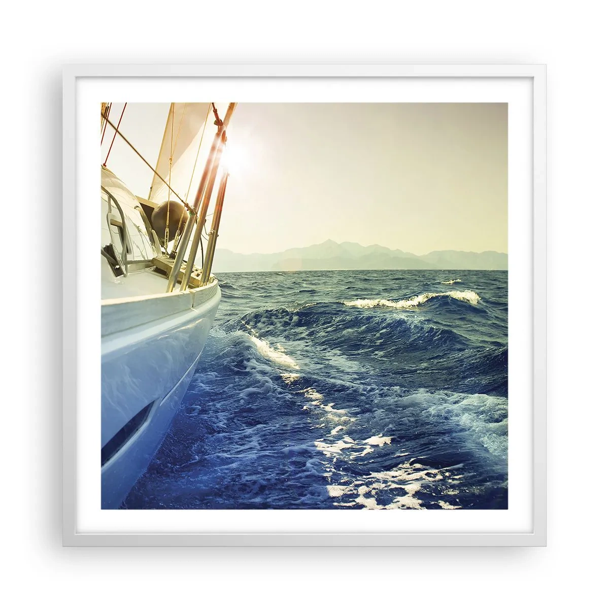 Plakát v bílém rámu - Za dobrodružstvím - 60x60 cm