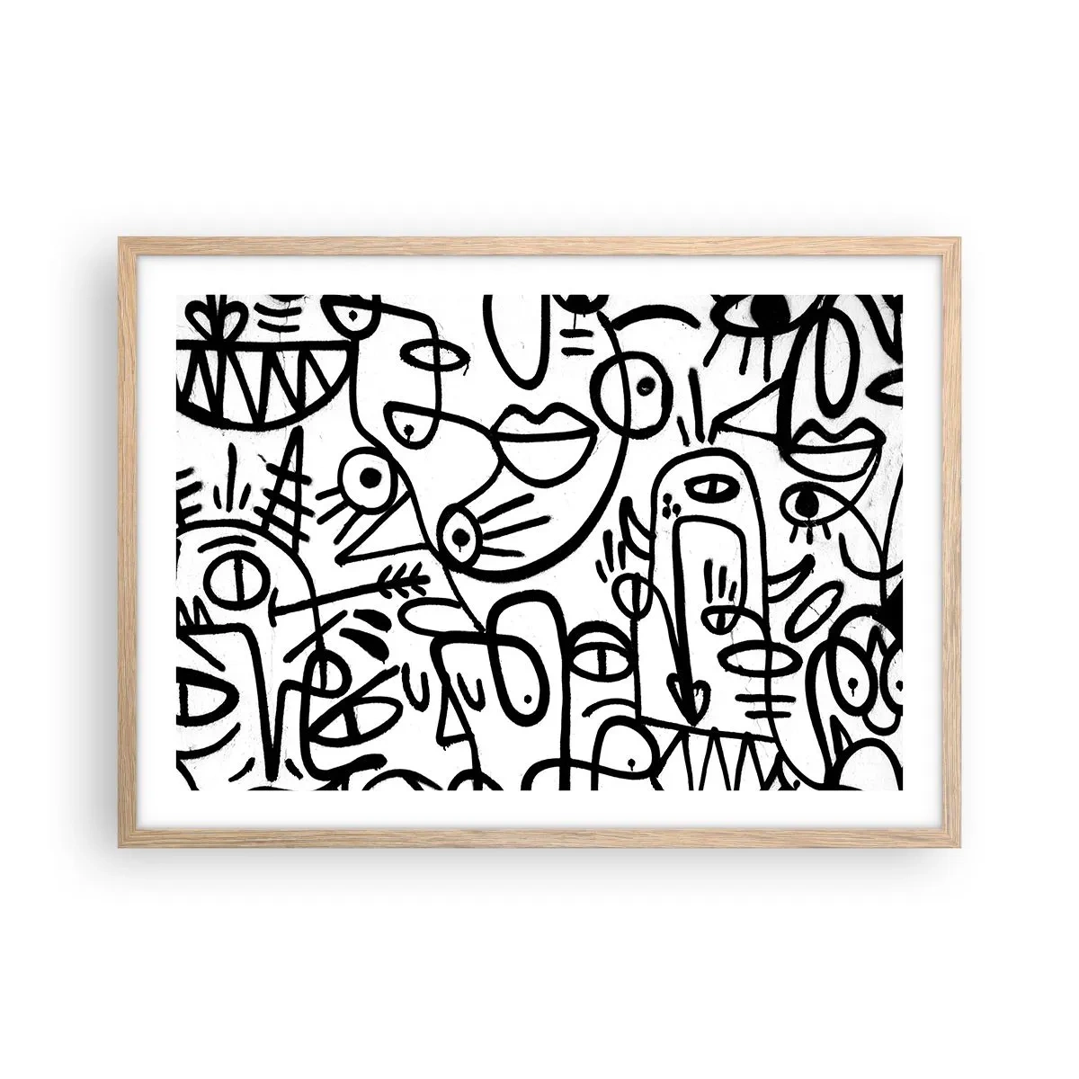 Plakát v rámu světlý dub - Tváře a přeludy - 70x50 cm