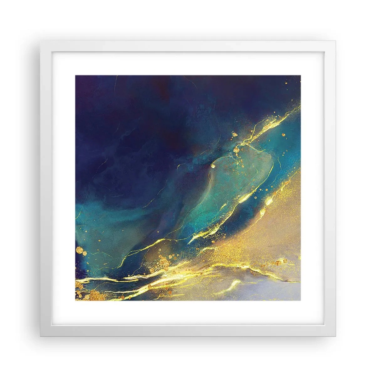 Plakát v bílém rámu - Zlatý močál - 40x40 cm