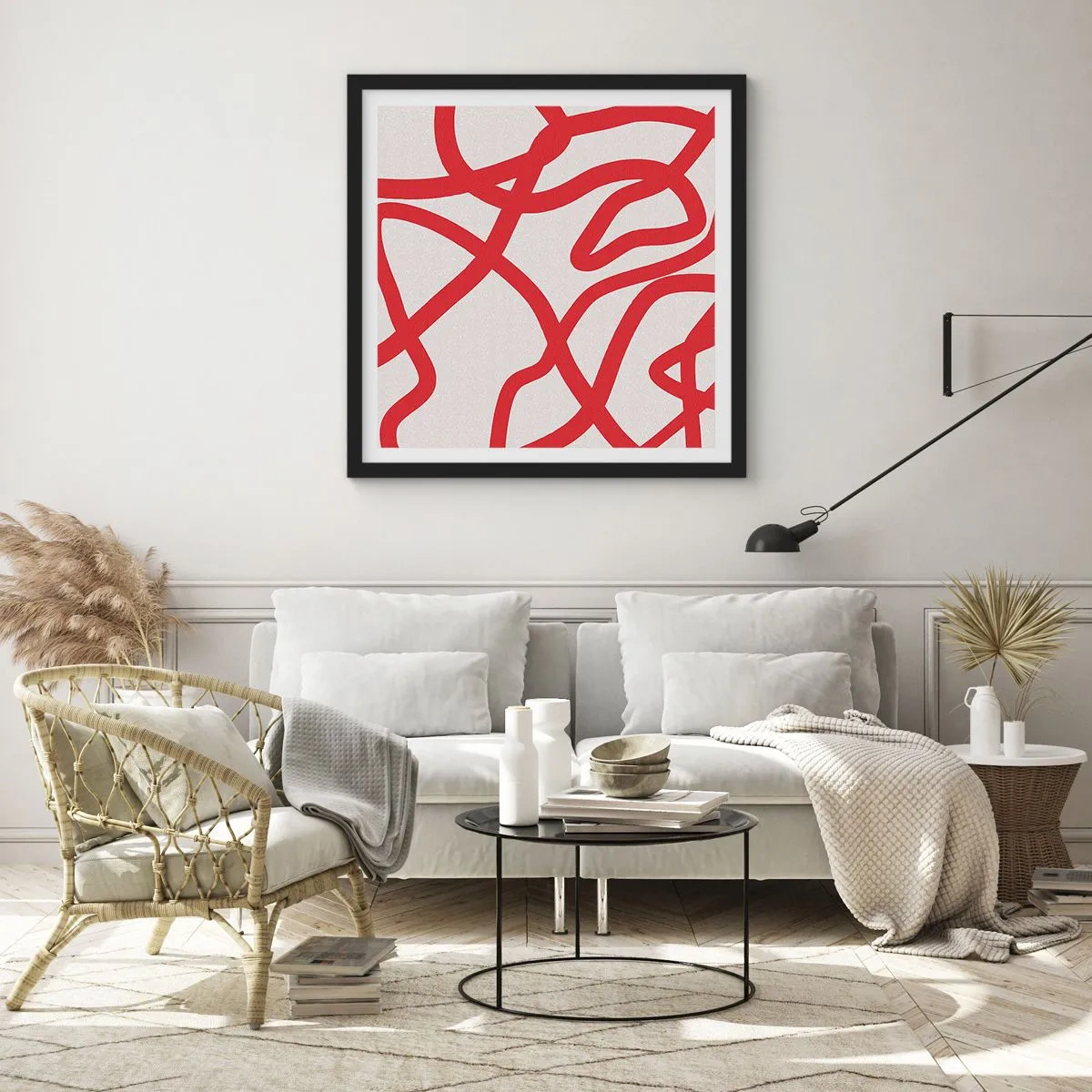 Plakát v černém rámu - Červené na bílém - 60x60 cm