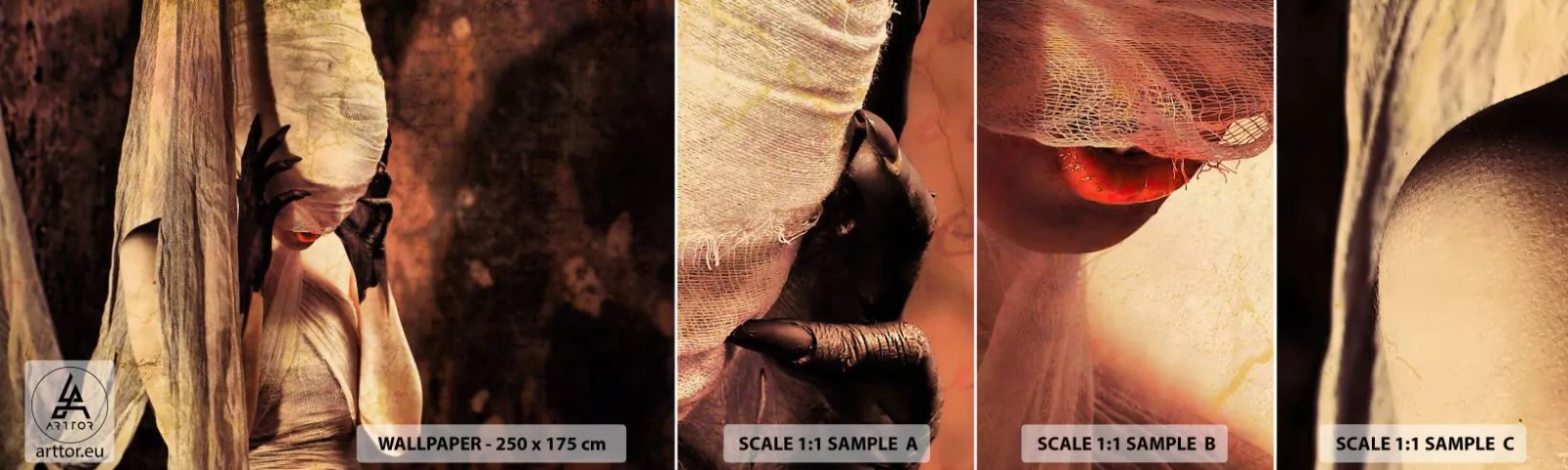 Vzor Fototapety Samolepicí Deluxe Sticker - Mezi dobrem a zlem - Divadlo, Kus, Muž - 100x30 cm