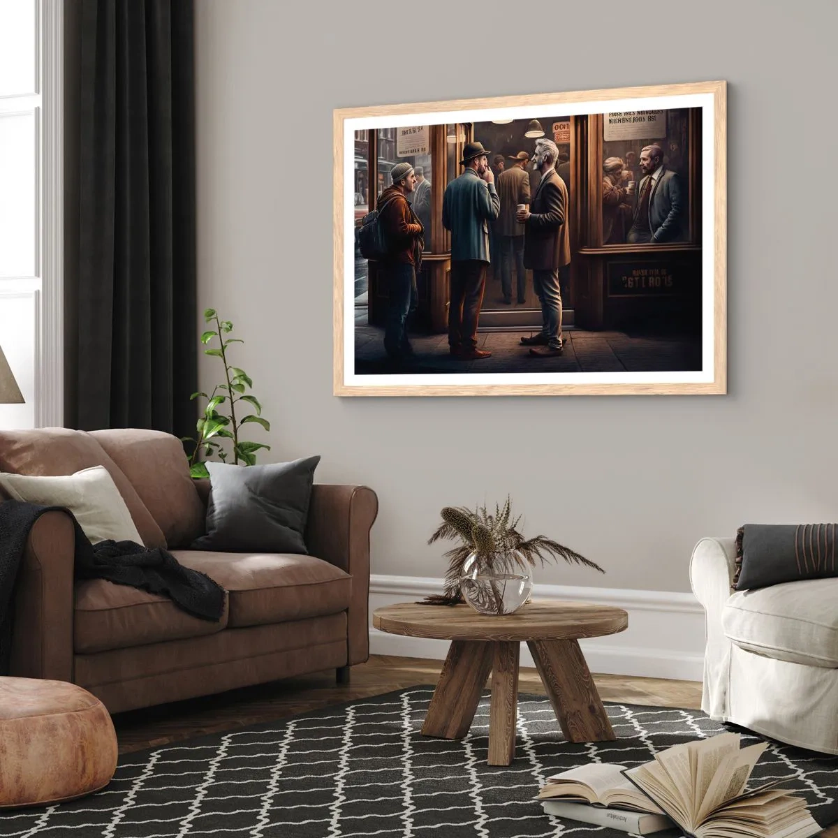 Plakát v rámu světlý dub - Dobrá chvíle dne - 91x61 cm