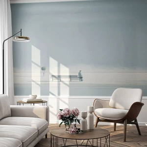 Fototapeta Premium Sand - Ano, čekám. - Minimalistický, Osamělý, Muž - 300x210 cm