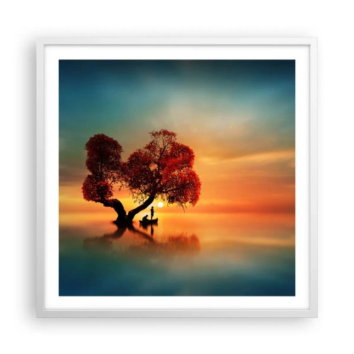 Plakát v bílém rámu - Voda a ticho vesmíru - 60x60 cm