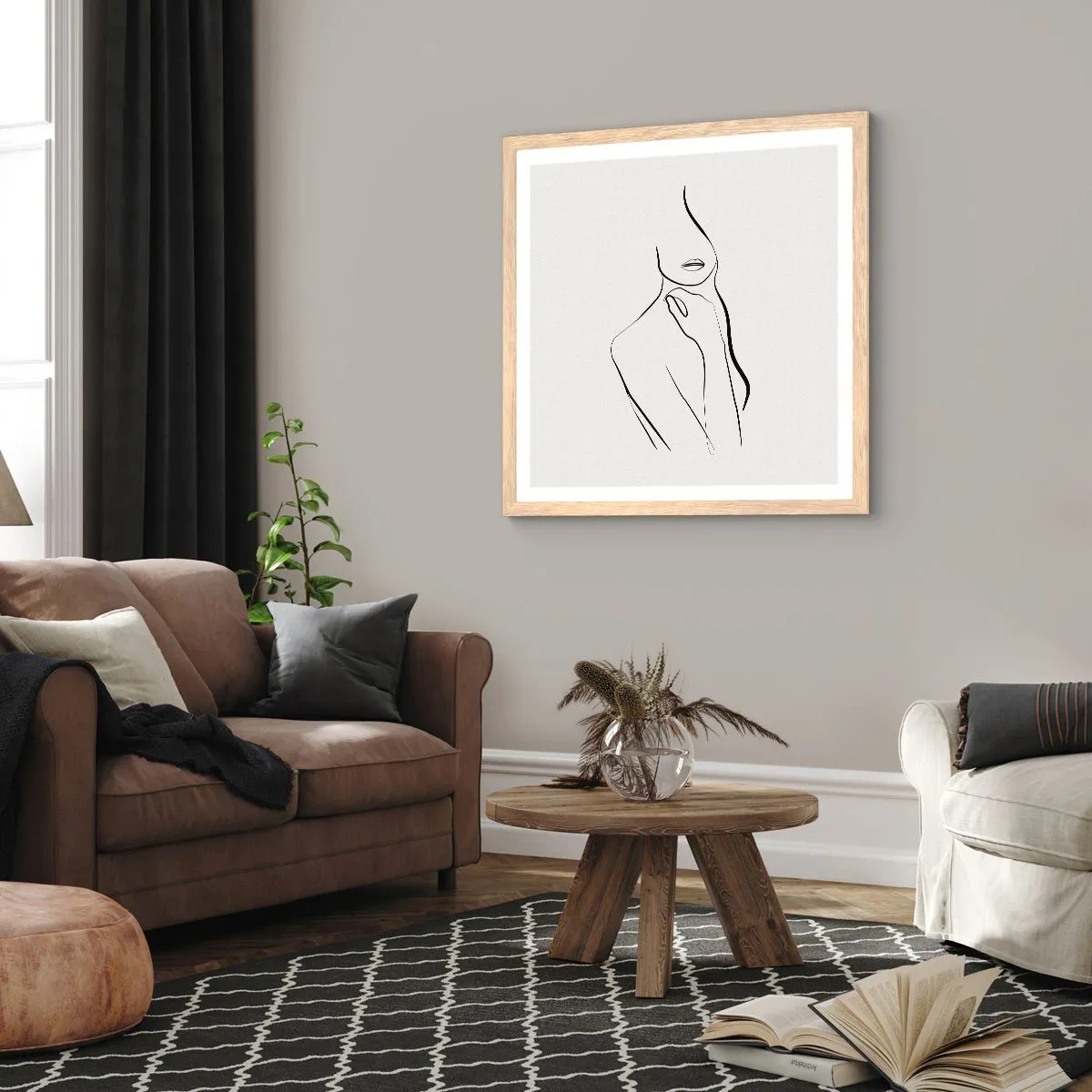 Plakát v rámu světlý dub - Vlna melancholie - 30x30 cm