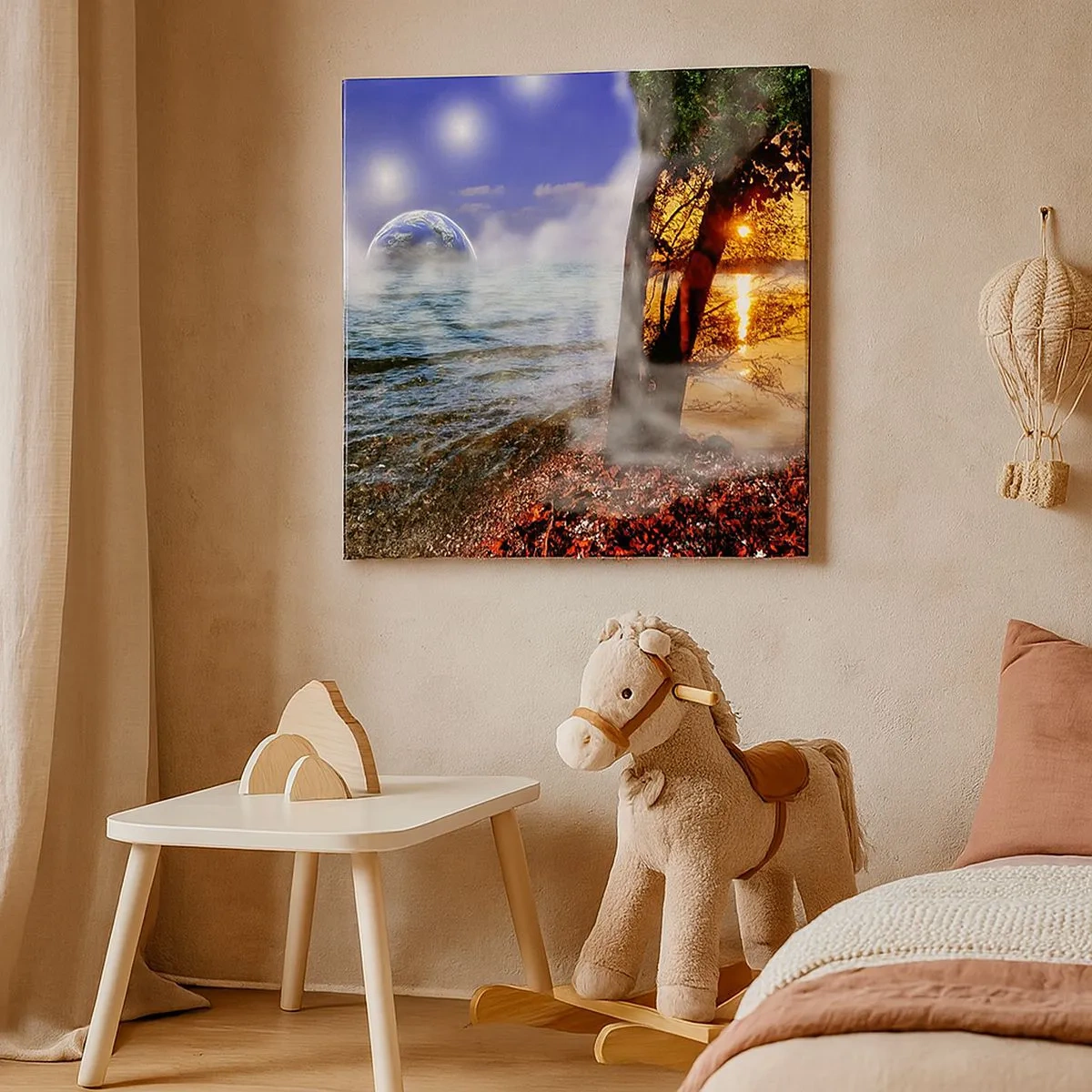 Obraz na plátně - Surrealistická krajina - jednota přírody - 30x30 cm