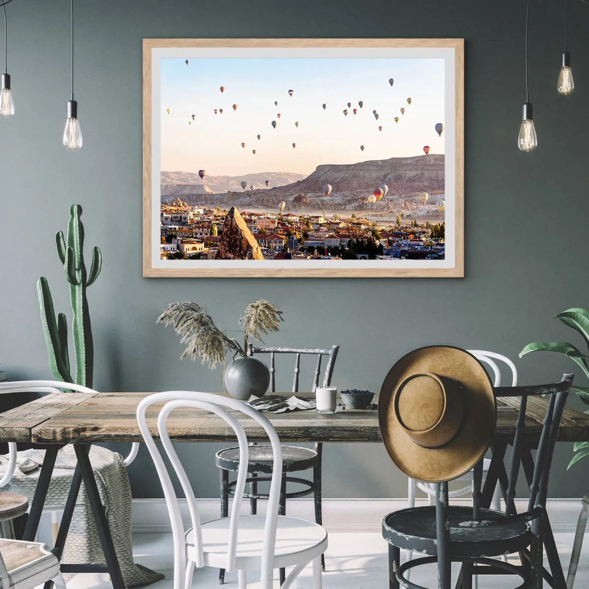 Plakát v rámu světlý dub - Jako lodě na obloze - 100x70 cm