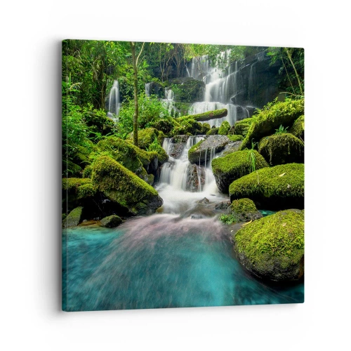 Obraz na plátně - Tyrkys, safíry a tekuté stříbro - 30x30 cm