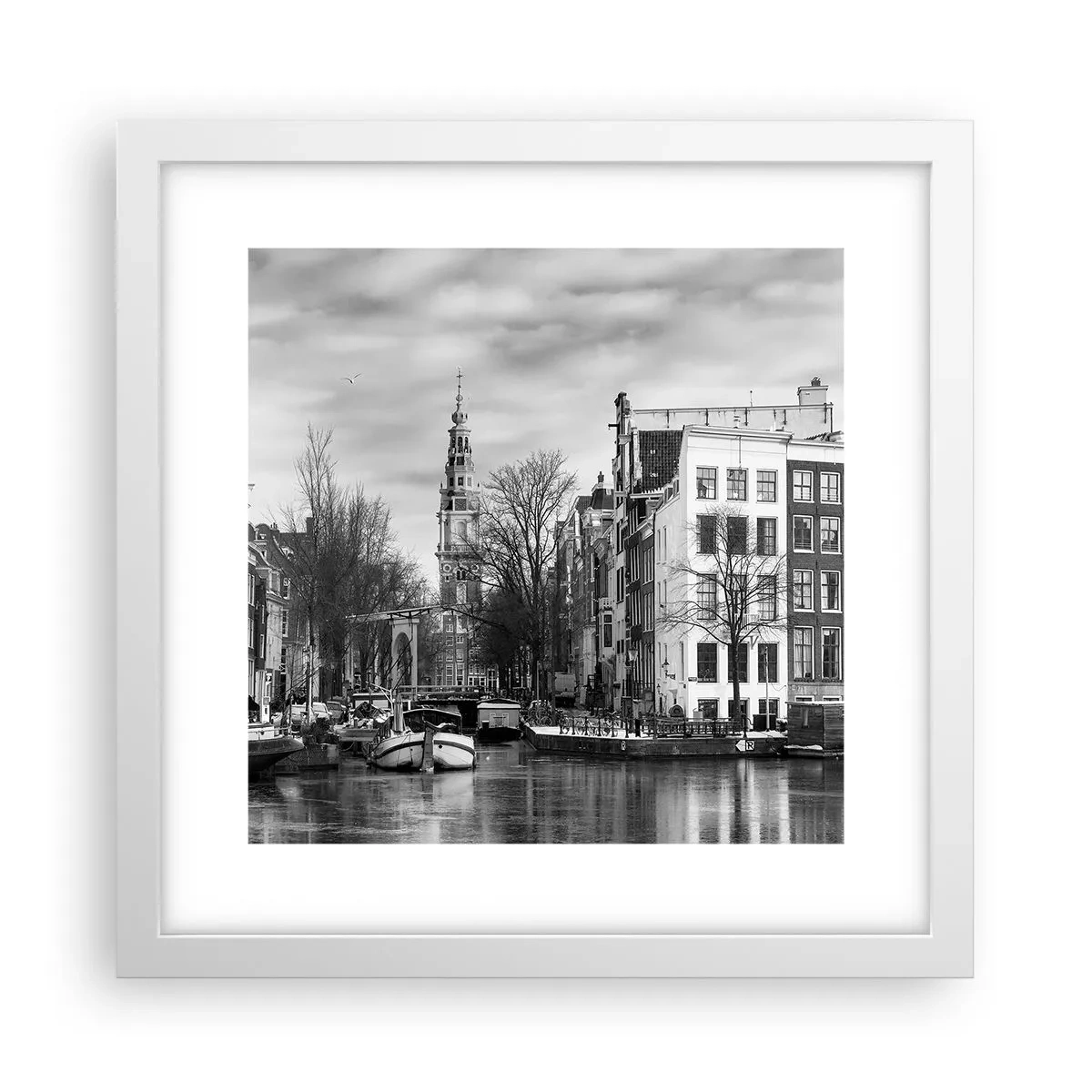 Plakát v bílém rámu - Amsterdamské vibrace - 30x30 cm