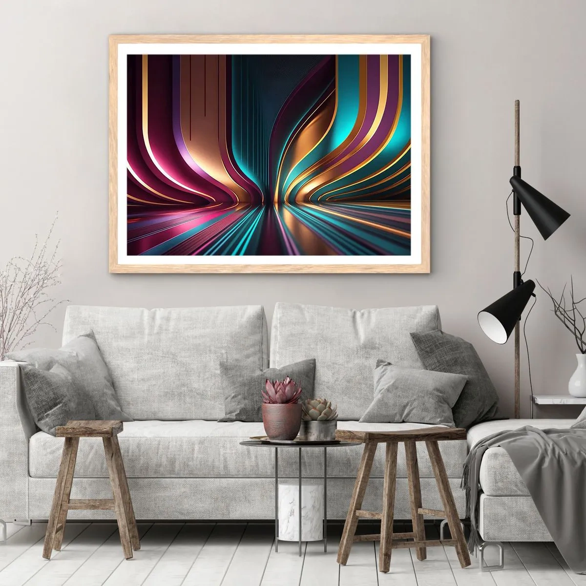 Plakát v rámu světlý dub - Architektura světla - 91x61 cm