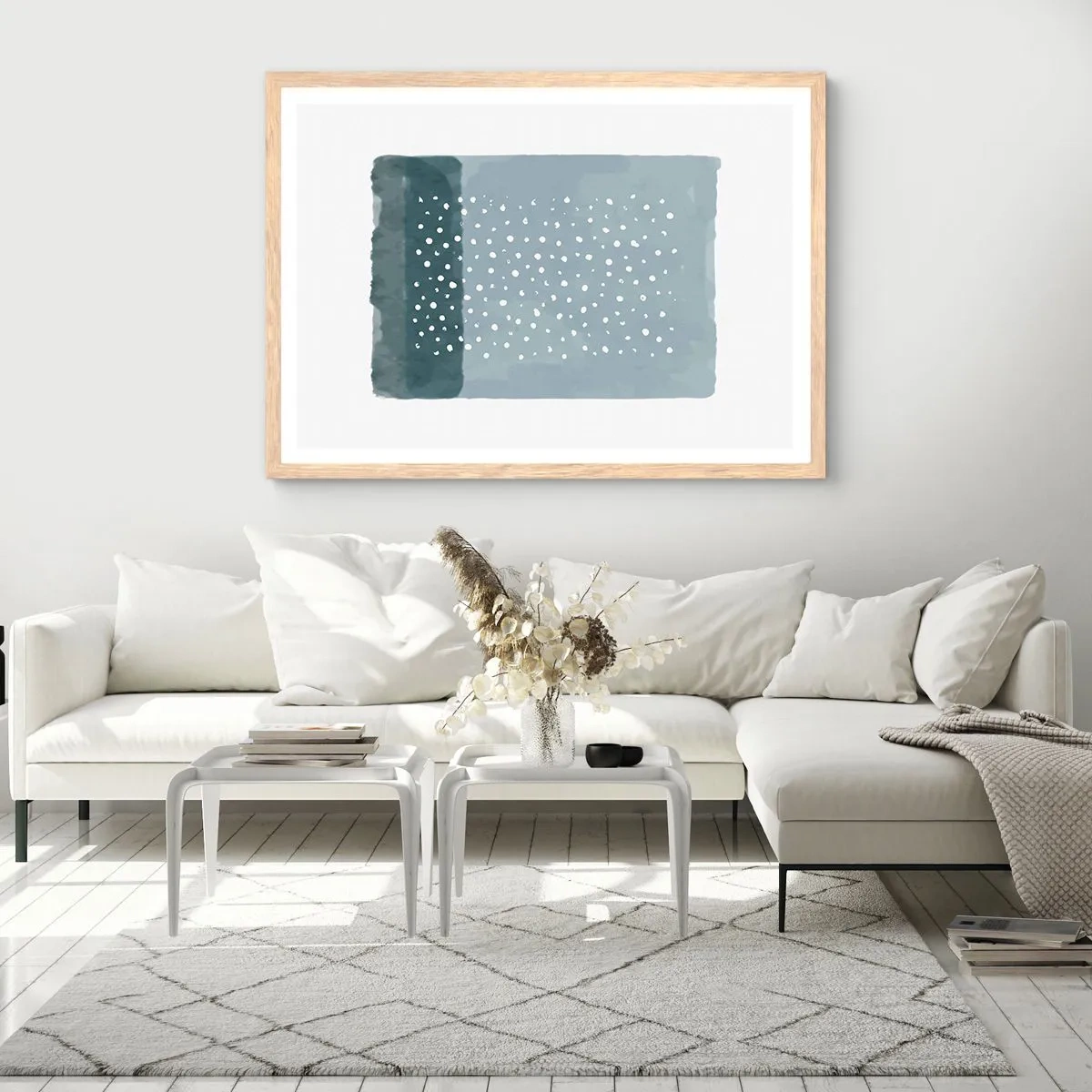 Plakát v rámu světlý dub - Pěstováno na modři - 91x61 cm