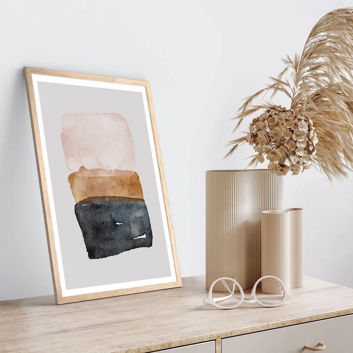Plakát v rámu světlý dub - Kompozice zemitých barev - 50x70 cm