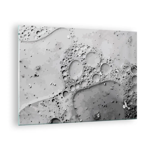 Obraz na skle - Abstraktní bublinový vzor na povrchu v odstínech šedé - 70x50cm - Stopa po zpěněném - Moderní nástěnná dekorace do obývacího pokoje a ložnice ARTTOR