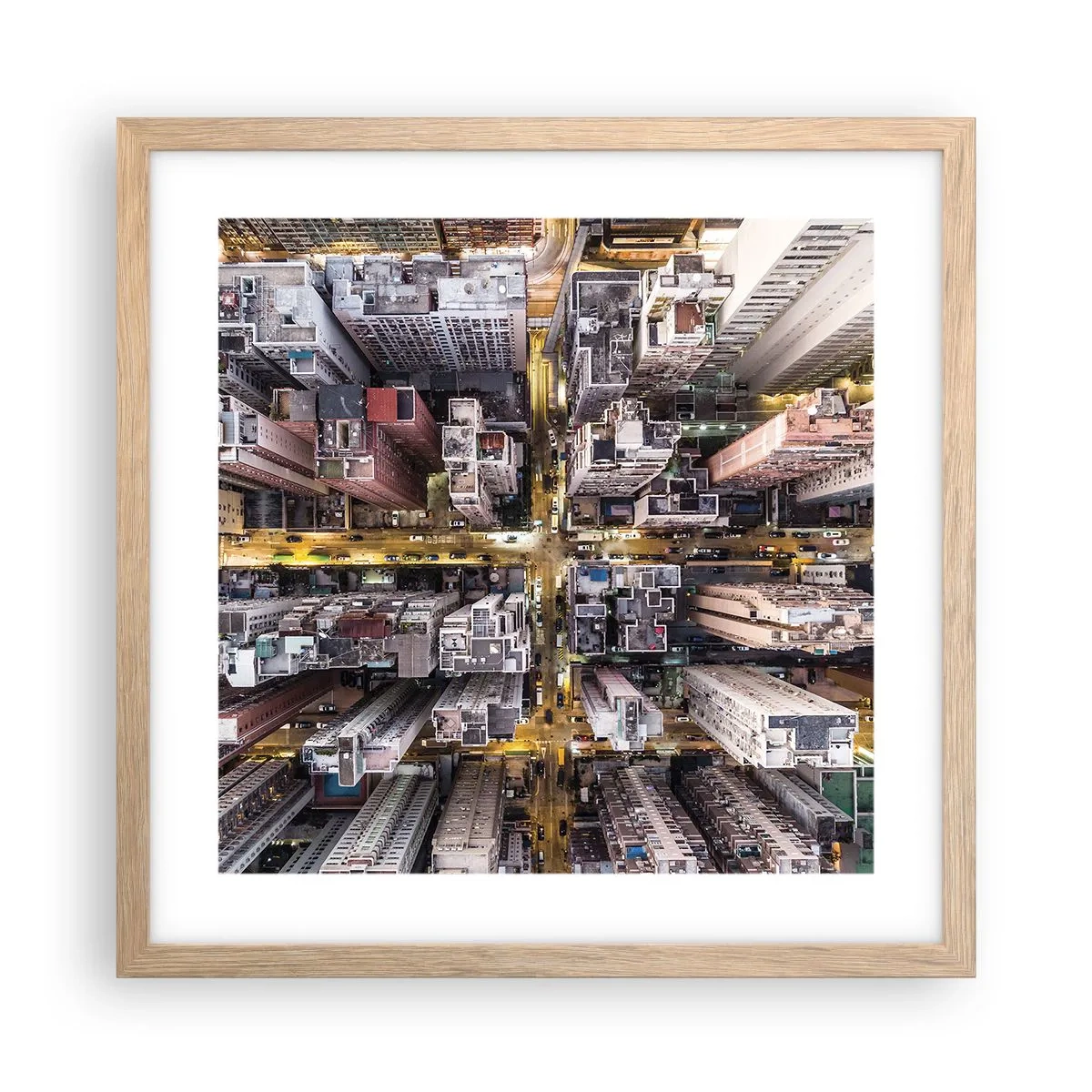Plakát v rámu světlý dub - Pozdrav z Hongkongu - 40x40 cm