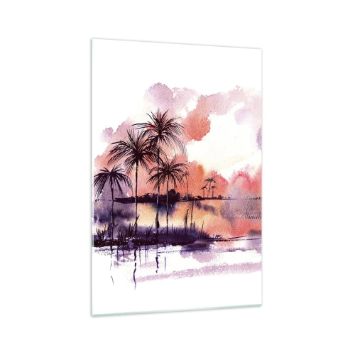 Obraz na skle - Klid tropů v červené - 70x100 cm