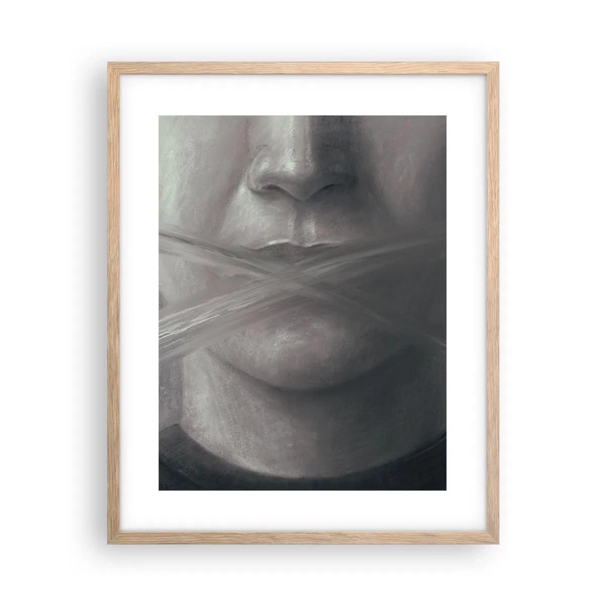 Plakát v rámu světlý dub - Ani slovo - 40x50 cm