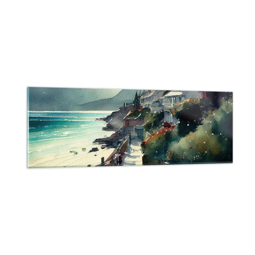 Obraz na skle - Středomořské městečko - 90x30 cm