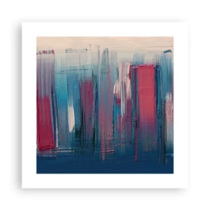 Plakát - Vertikální kompozice v modré a červené - 40x40 cm