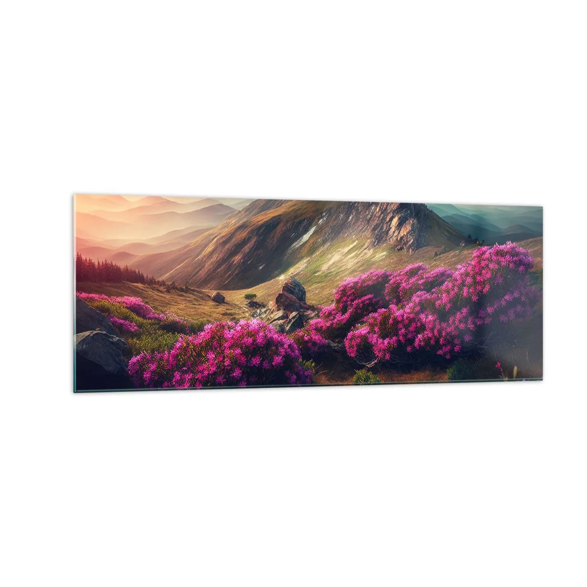 Obraz na skle - Léto na horách - 140x50 cm